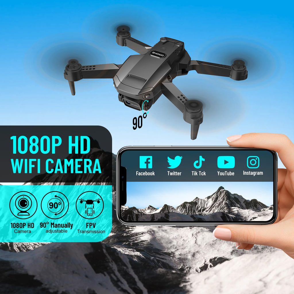 1080P HD Foldable Mini RC Drone with Camera, 2 Batteries U1720