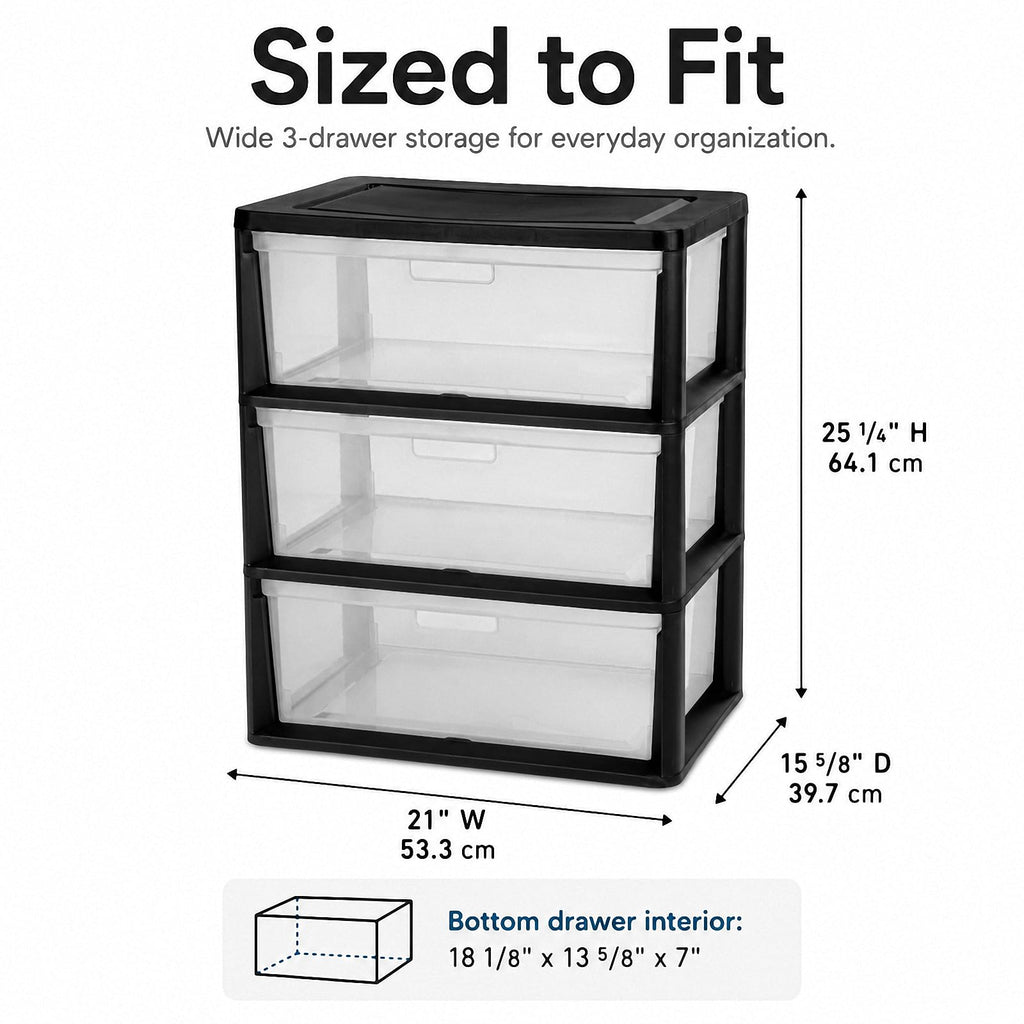 3 Drawer Plastic Storage Cart D9457
