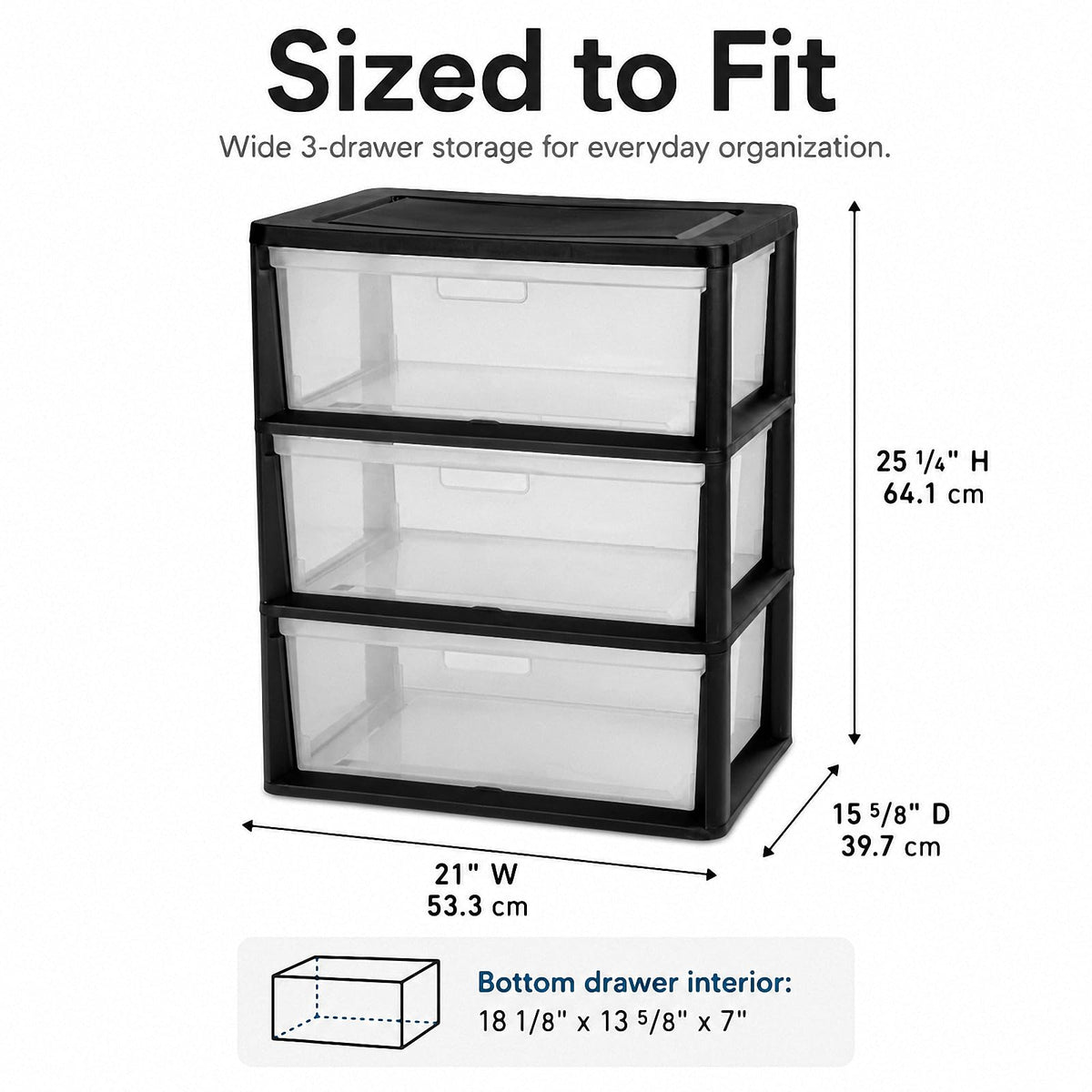 3 Drawer Plastic Storage Cart D9457