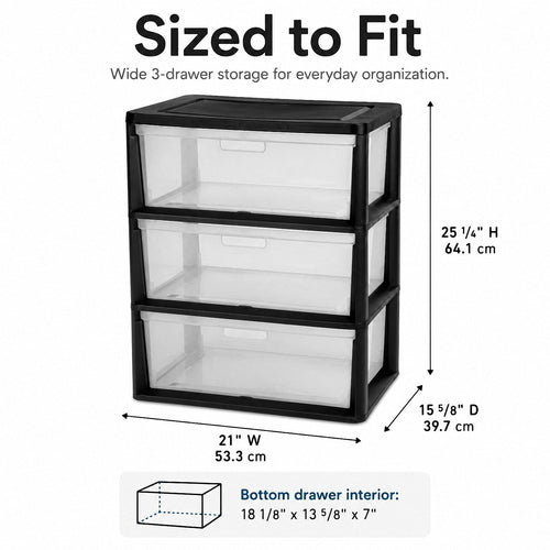 3 Drawer Plastic Storage Cart D9457