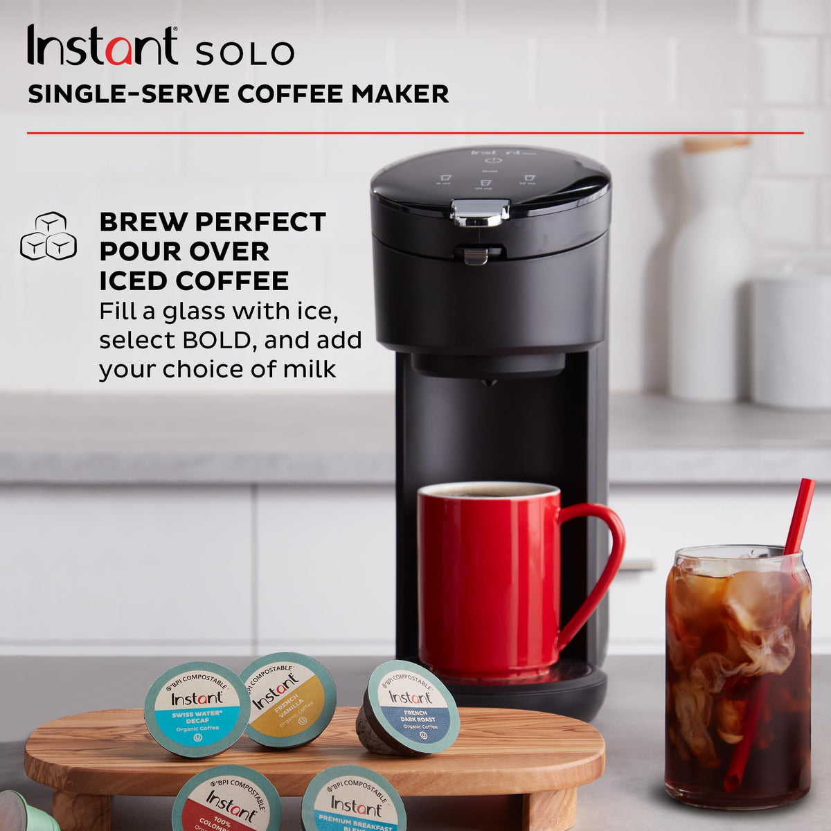 Single Serve K-Cup Pod Compatible Coffee Maker with 40oz Water Reservoir, Black E32682