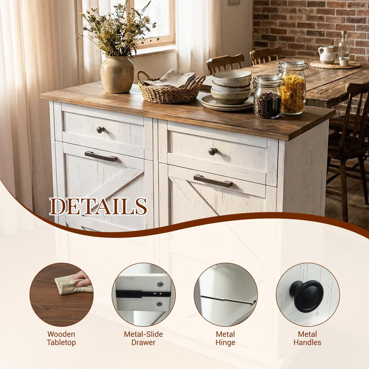 Brown White Double Tilt Out Trash Cabinet with Drawers O655300