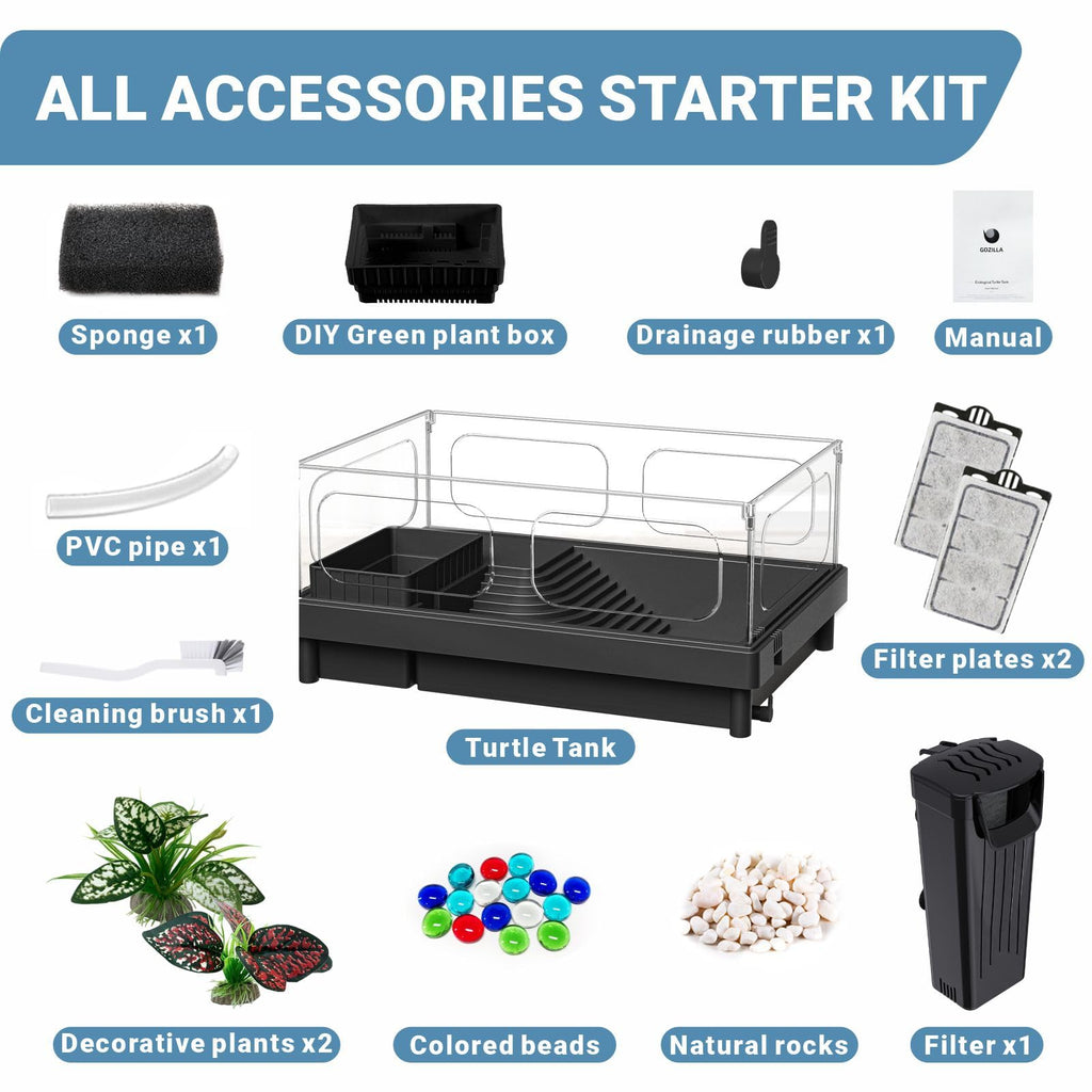 Small Turtle Tank Kit with Adjustable Lamp and Filter H26892
