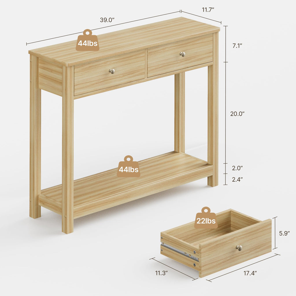 2 Drawer Oak Console Table O7974