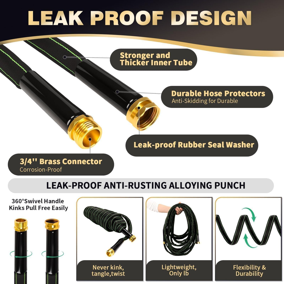 100 ft Heavy Duty No Kink Garden Hose W5105