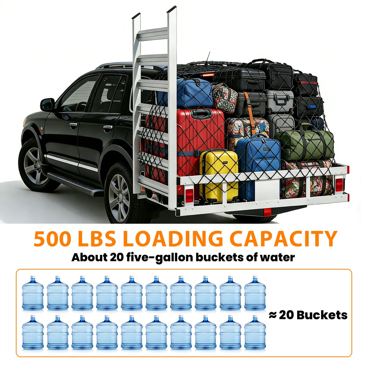 500LBS Aluminum Alloy Folding Hitch Cargo Carrier with Ramp Z639