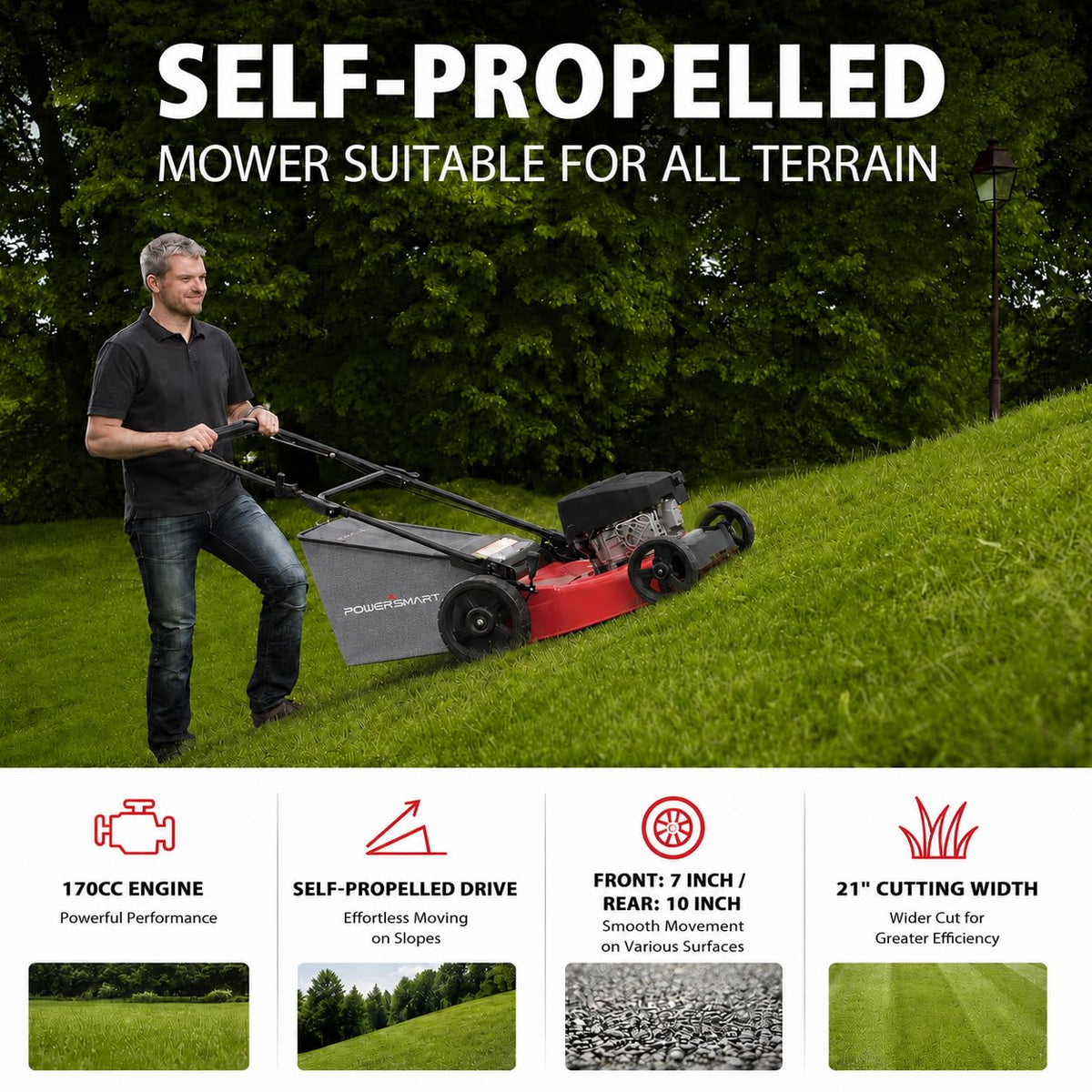 21-Inch 3-in-1 Gas Self-Propelled Lawn Mower R576357