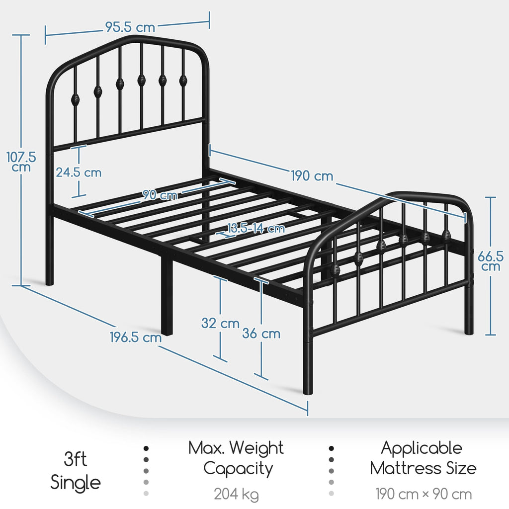 Twin Metal Bed Frame with Victorian Headboard T632