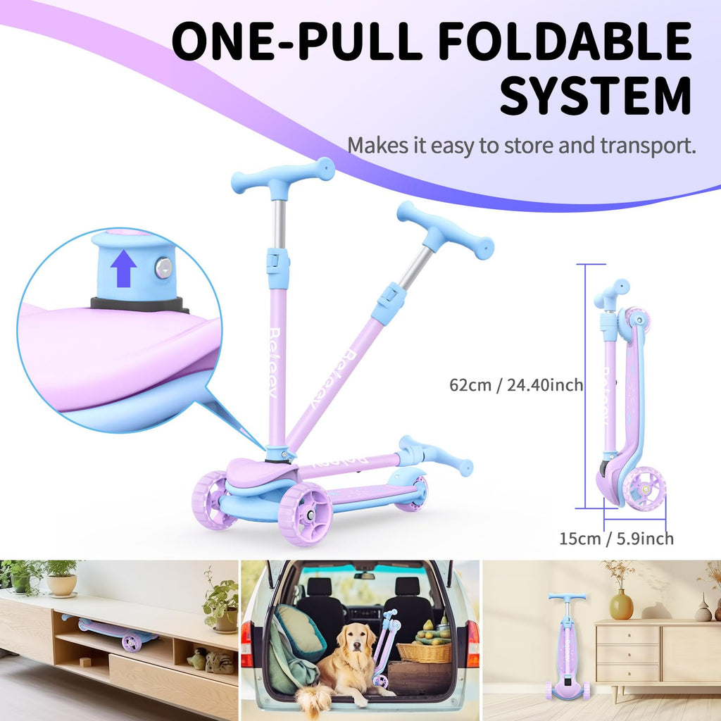3 Wheel Folding Kick Scooter with LED Light-Up Wheels Z454