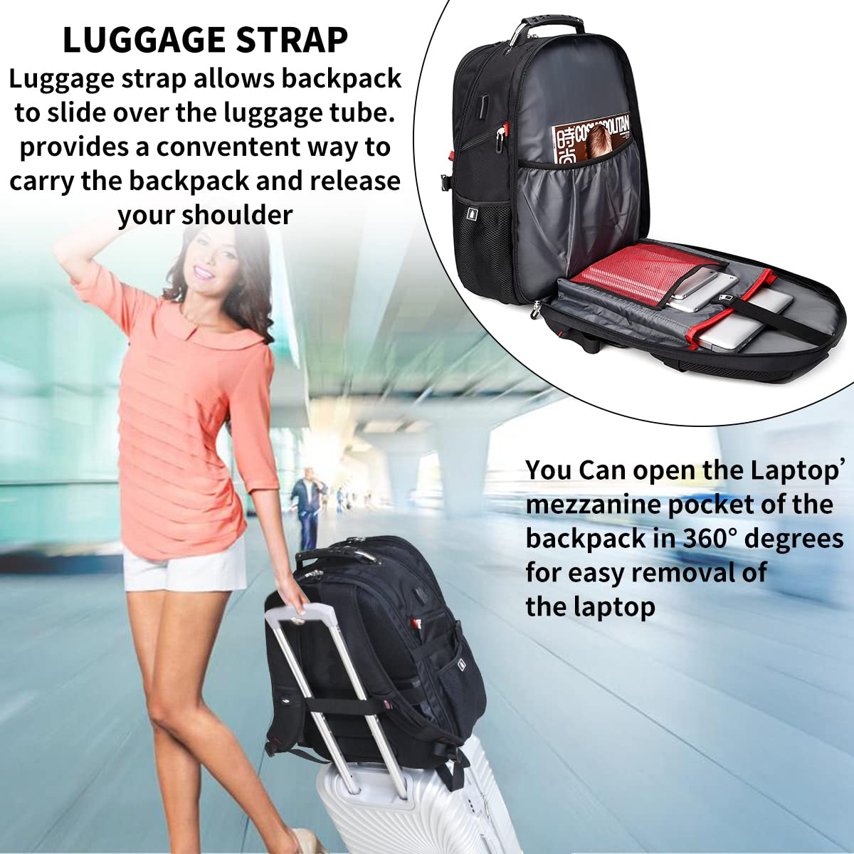 Extra Large Travel Laptop Backpack W4368