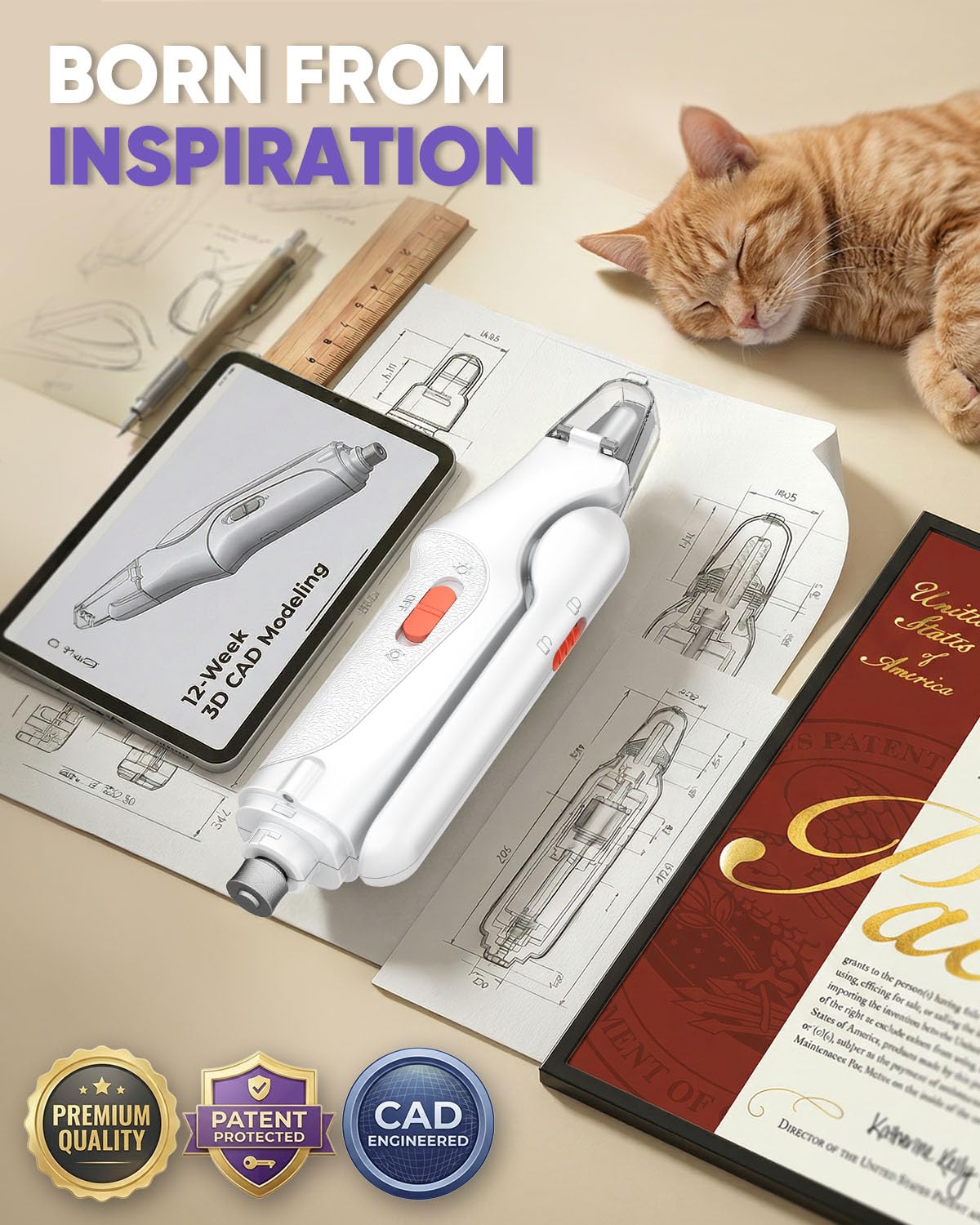 2-in-1 Cat & Dog Nail Clippers with Grinder and LED Lights D7358