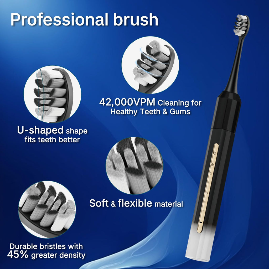 Black White Electric Toothbrush with 10 Brush Heads H972540