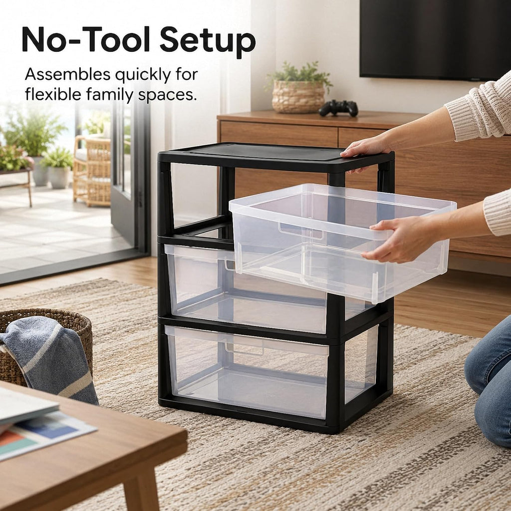 3 Drawer Plastic Storage Cart D9457