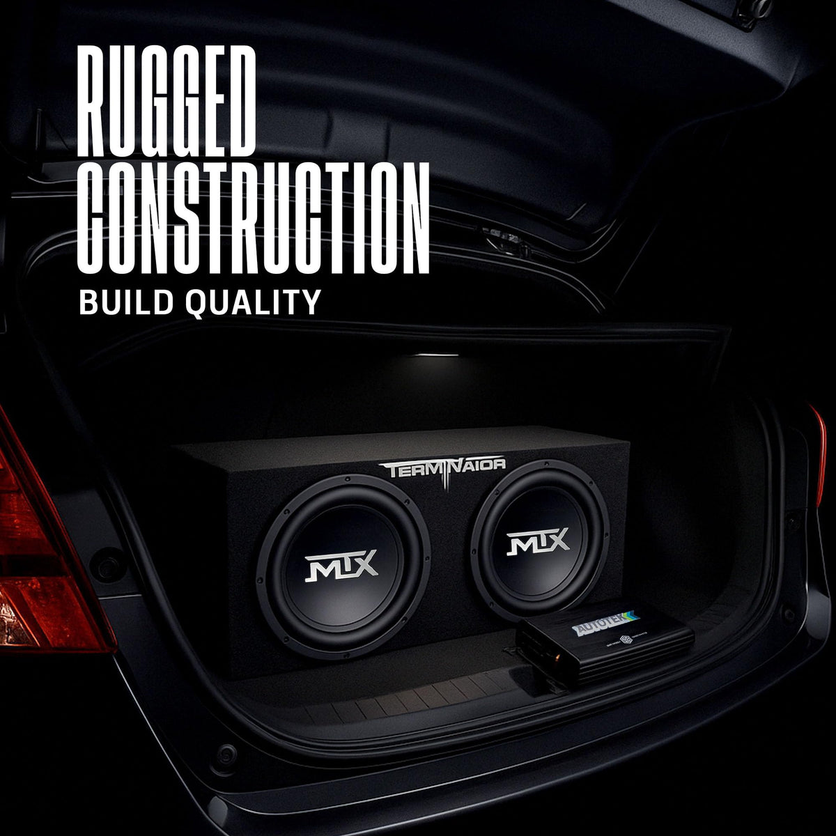 12" Subwoofer Box, Mono Amp & 4 Gauge Wiring Kit I2051