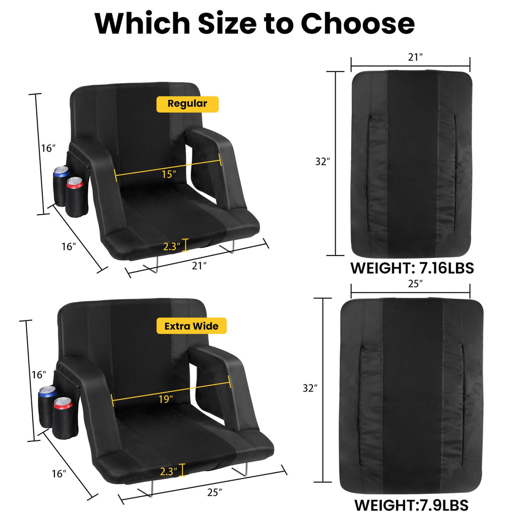 2 Pack Portable Folding Stadium Seats with Back Support and Cushion Z179