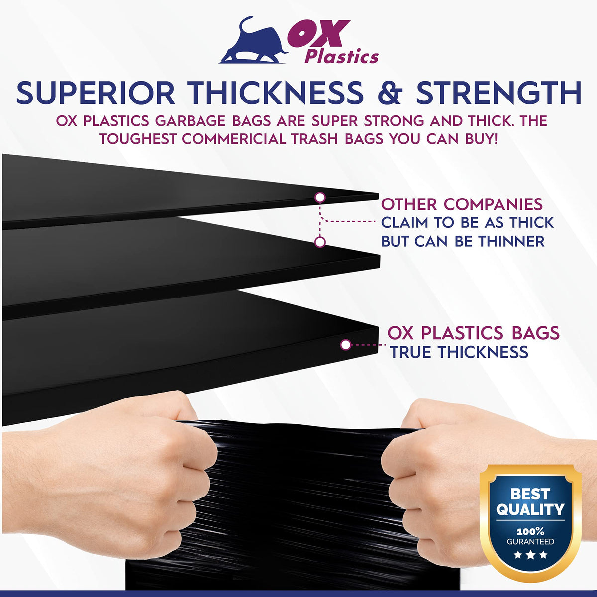 42 Gallon 1.5mil Black Trash Can Liners 100 Count S400