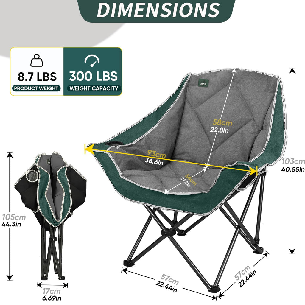 2 Pack Oversized Padded Folding Camping Chair with Cup Holder C2588