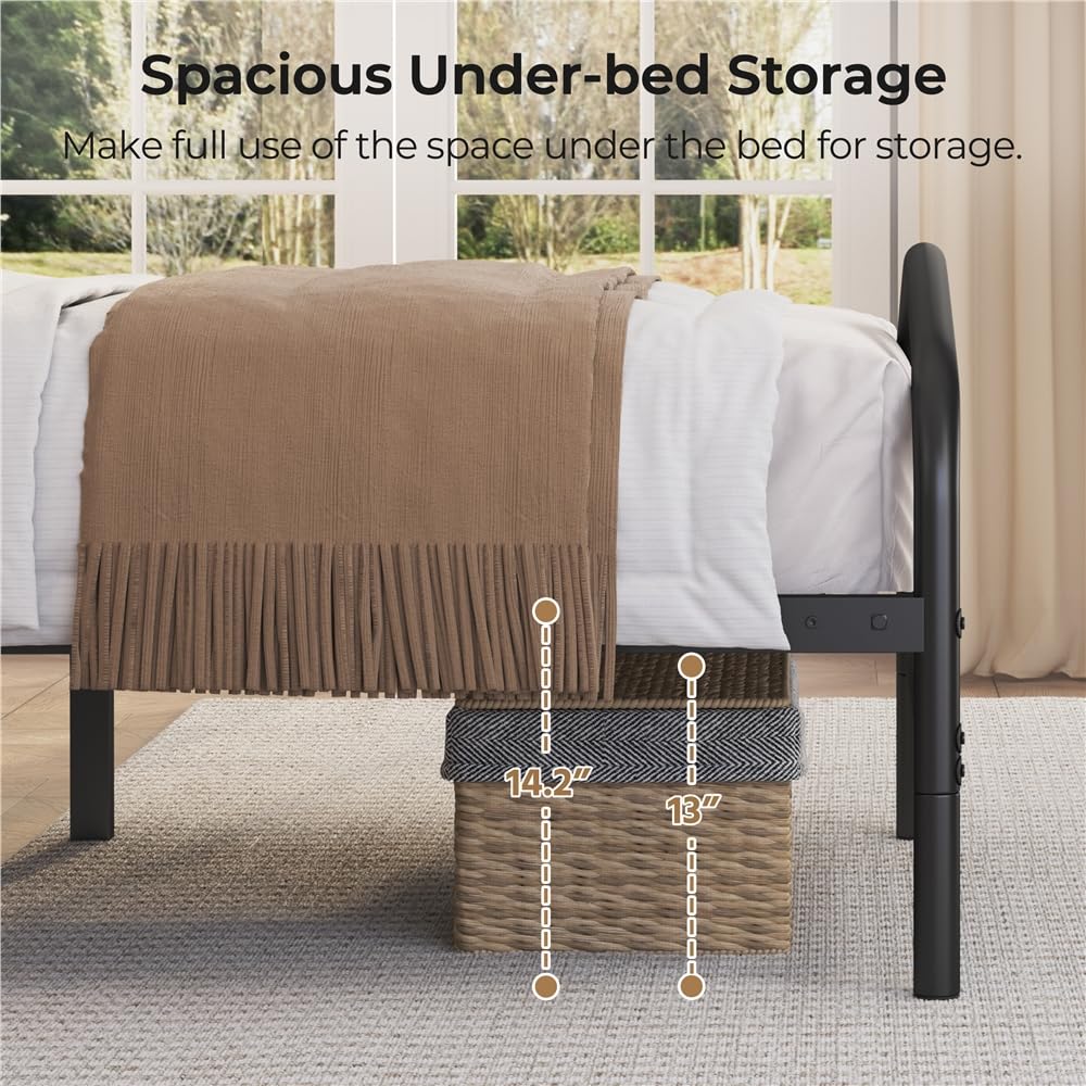 Twin Metal Bed Frame with Victorian Headboard T632