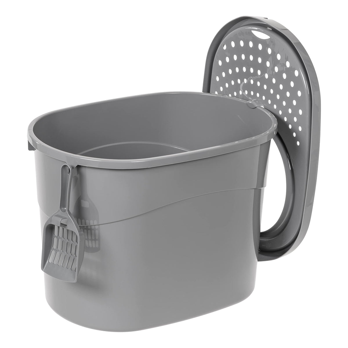 Large Top Entry Cat Litter Box with High Sides and Scoop A30614
