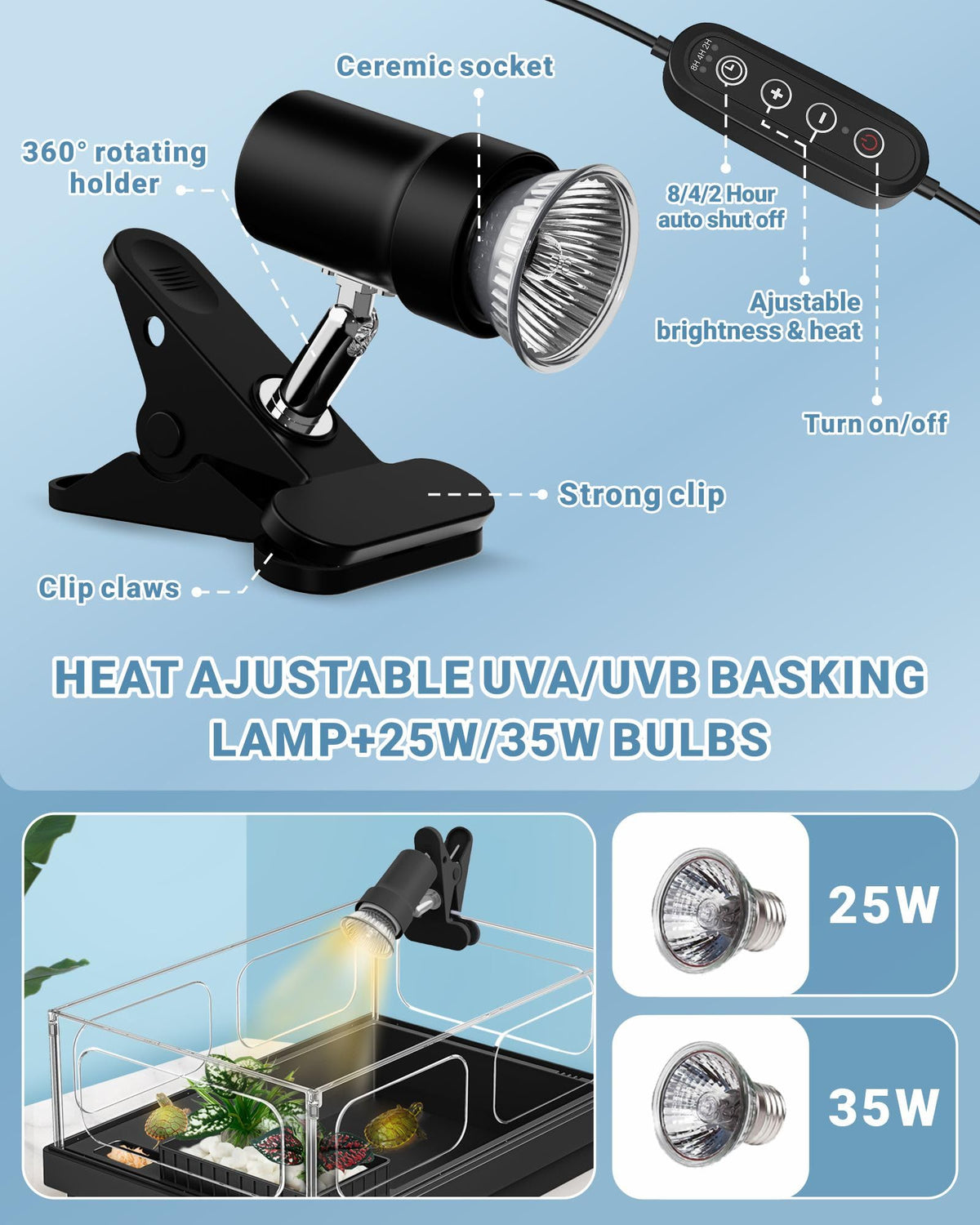 Small Turtle Tank Kit with Adjustable Lamp and Filter H26892
