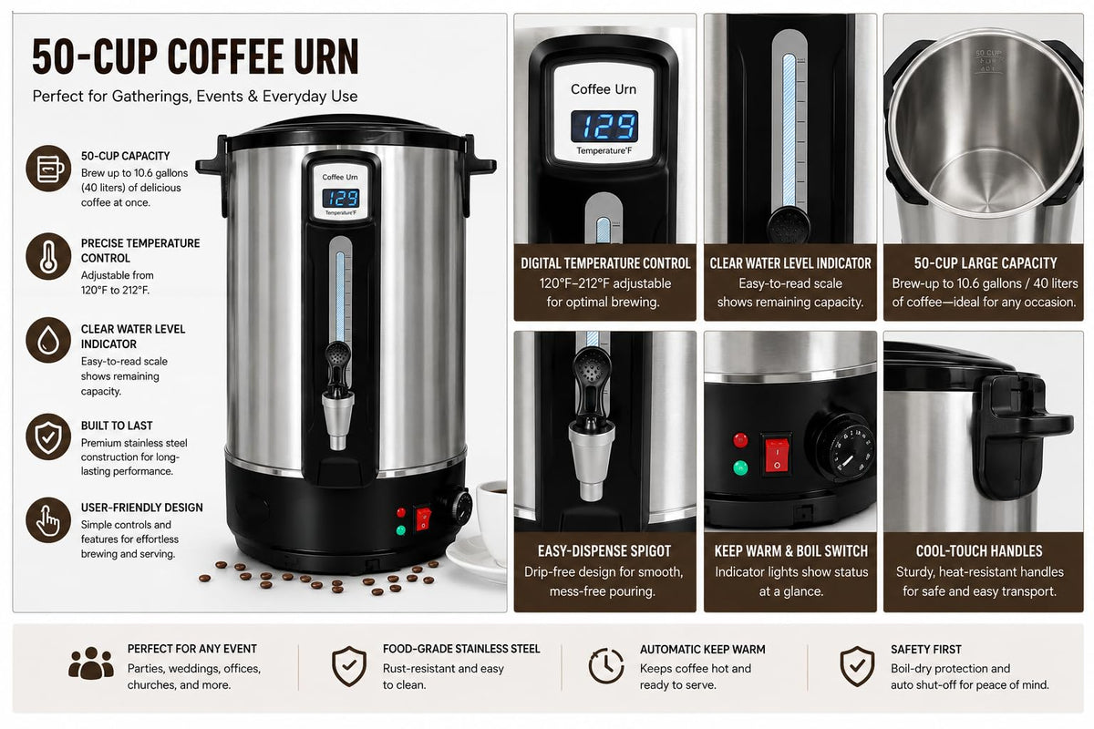 50 Cup Stainless Steel Coffee Urn T600259