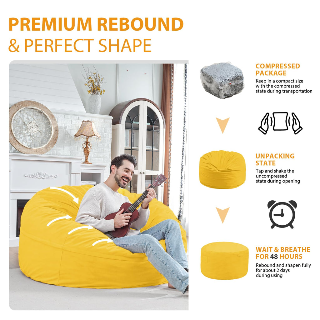 5FT Memory Foam Bean Bag Chair with Dutch Velvet Cover X261