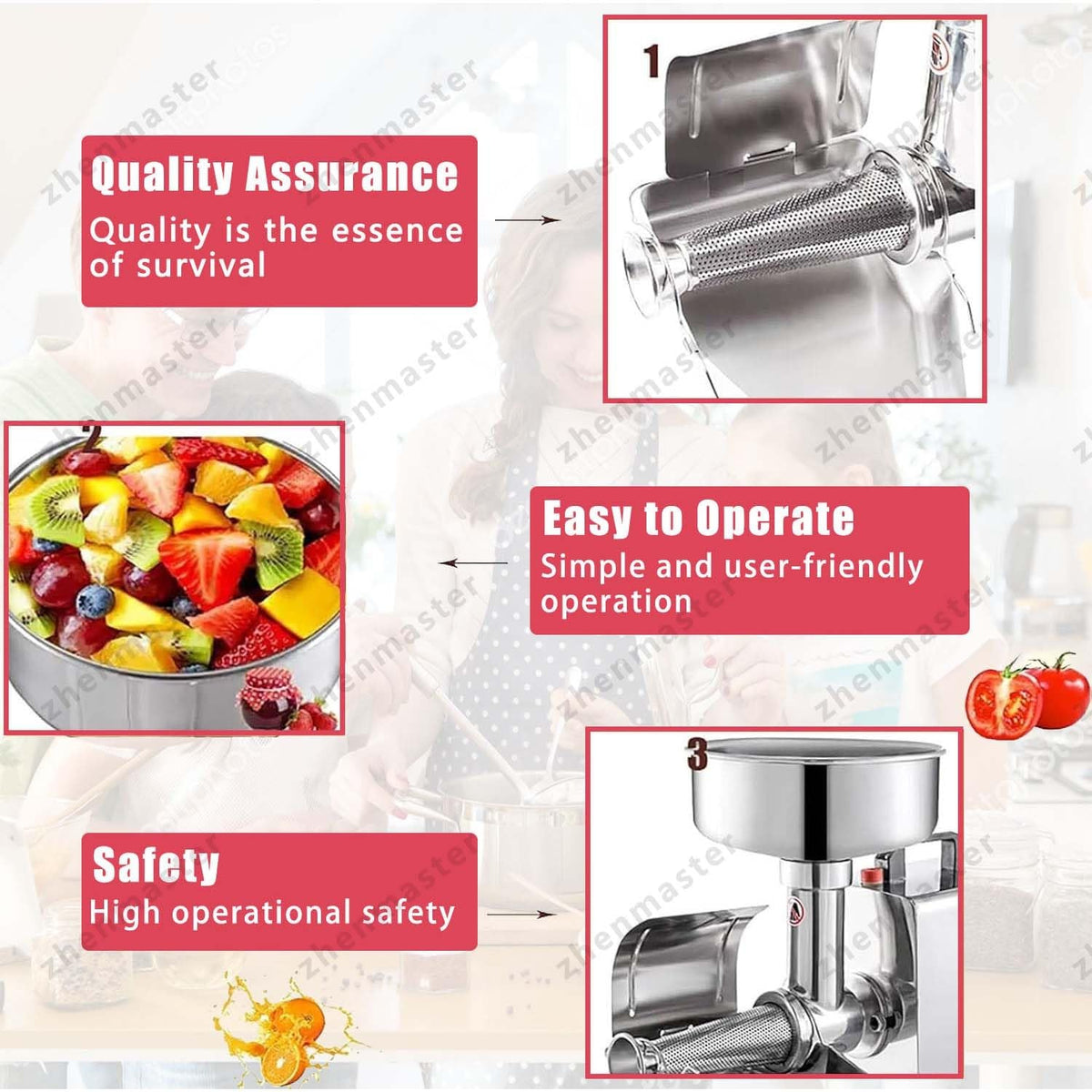 450W Stainless Steel Electric Tomato Strainer F7293