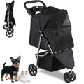 Foldable Pet Stroller with Weather Cover, Storage Basket and Cup Holder I529