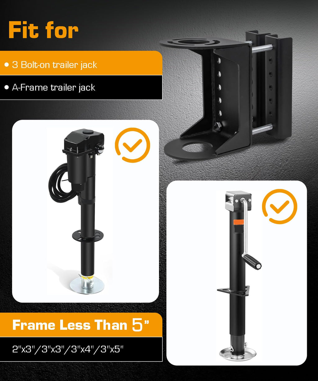 Black Steel Trailer Tongue Jack Stand Bracket L523823