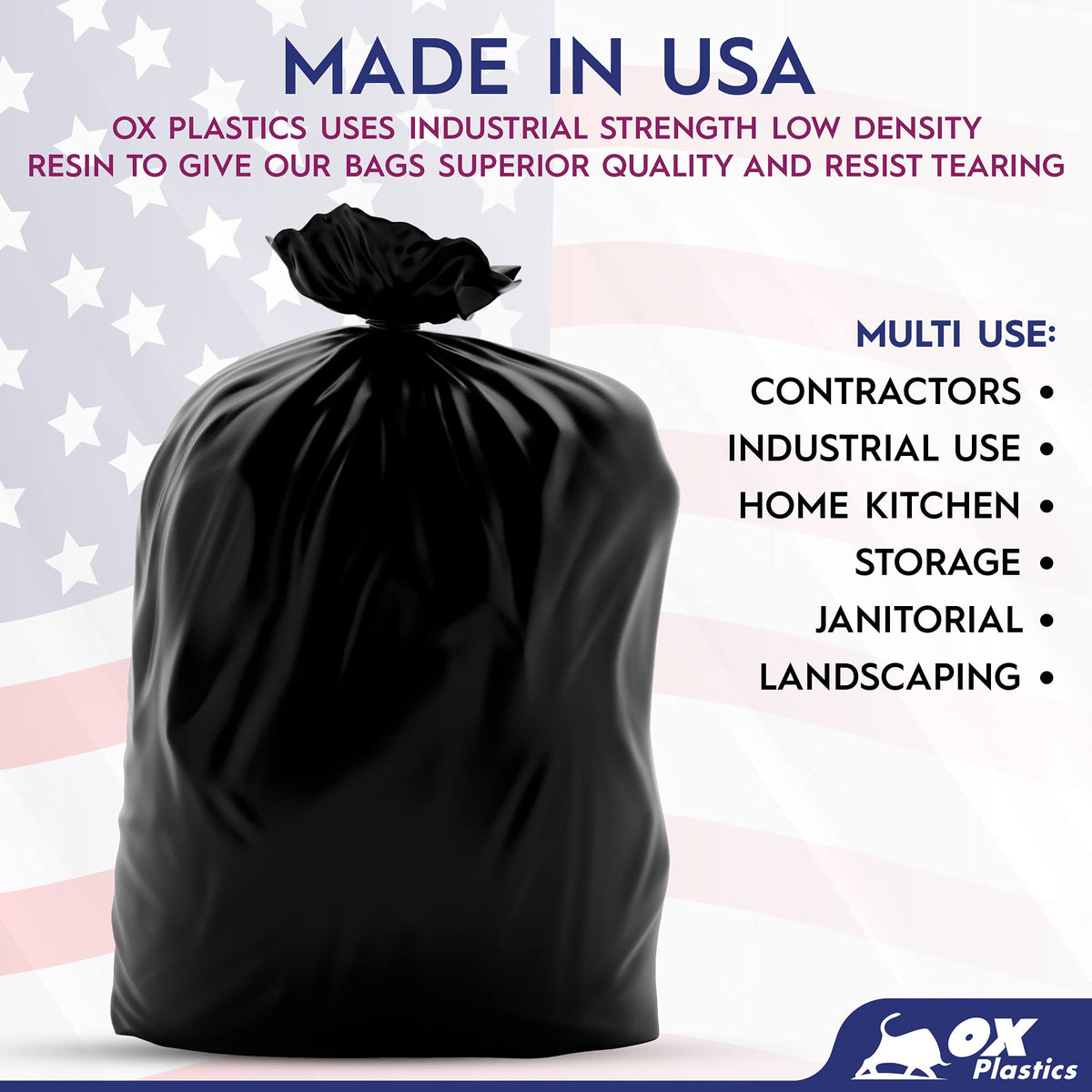 42 Gallon 1.5mil Black Trash Can Liners 100 Count S400