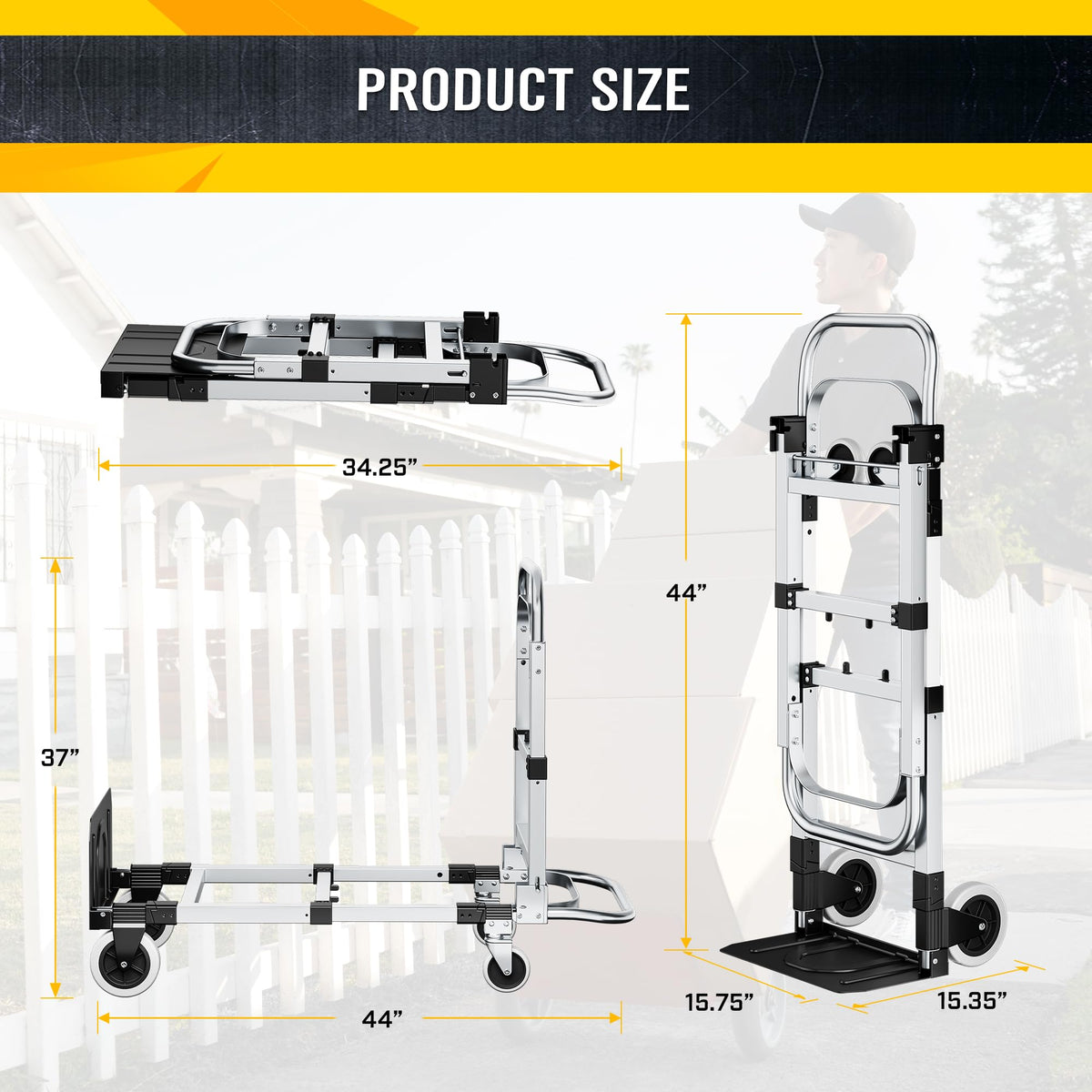 600lbs 3 in 1 Folding Hand Truck Dolly J2693