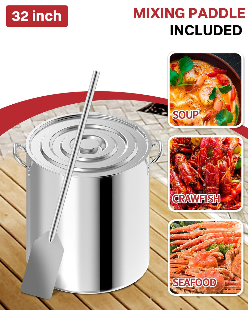 60QT Stainless Steel Stockpot with Basket M894519