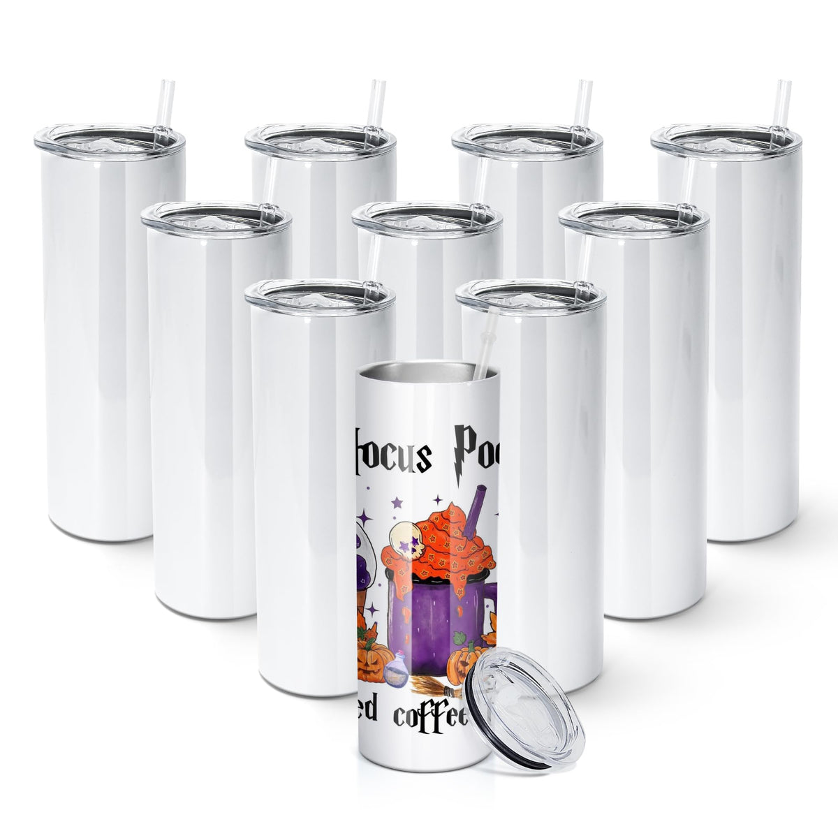 10 Pack 20 OZ Stainless Steel Insulated Tumblers with Straw O145