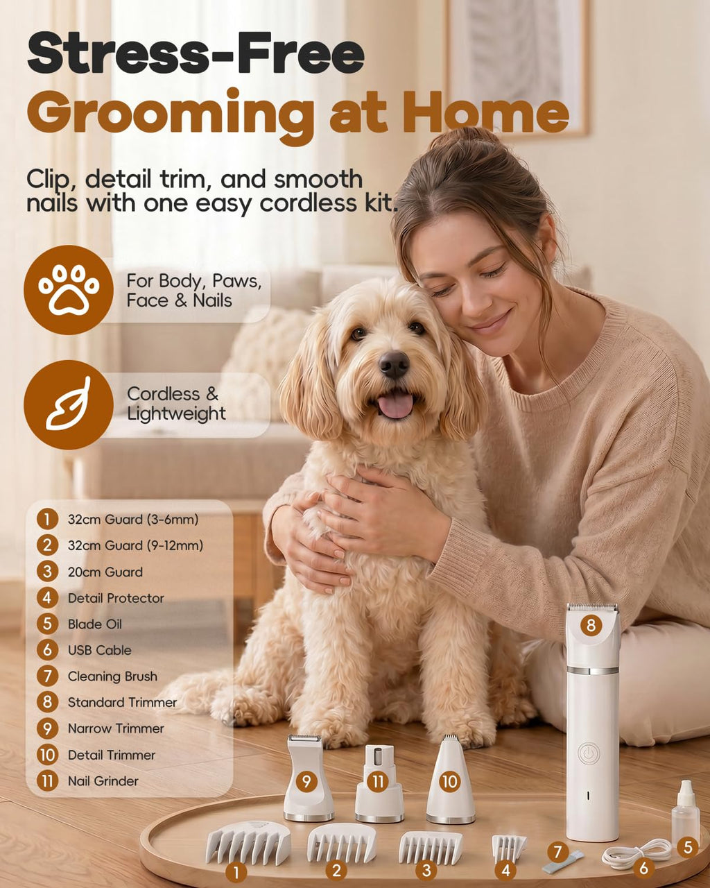 4 in 1 Dog Clippers Grooming Kit with Paw Hair Trimmer X780