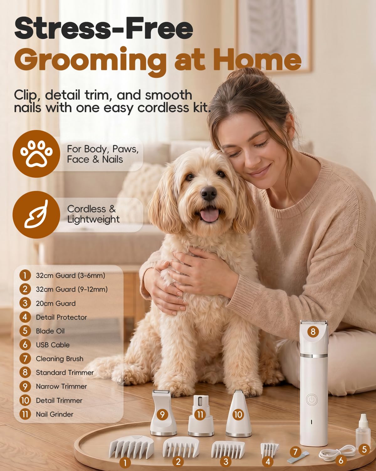 4 in 1 Dog Clippers Grooming Kit with Paw Hair Trimmer X780