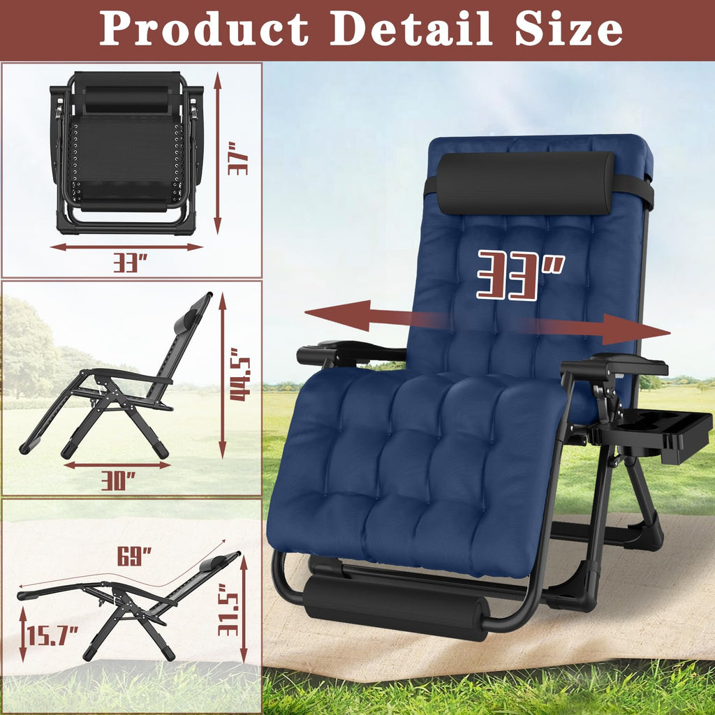 Oversized Blue Zero Gravity Chair with Cushion Z732860
