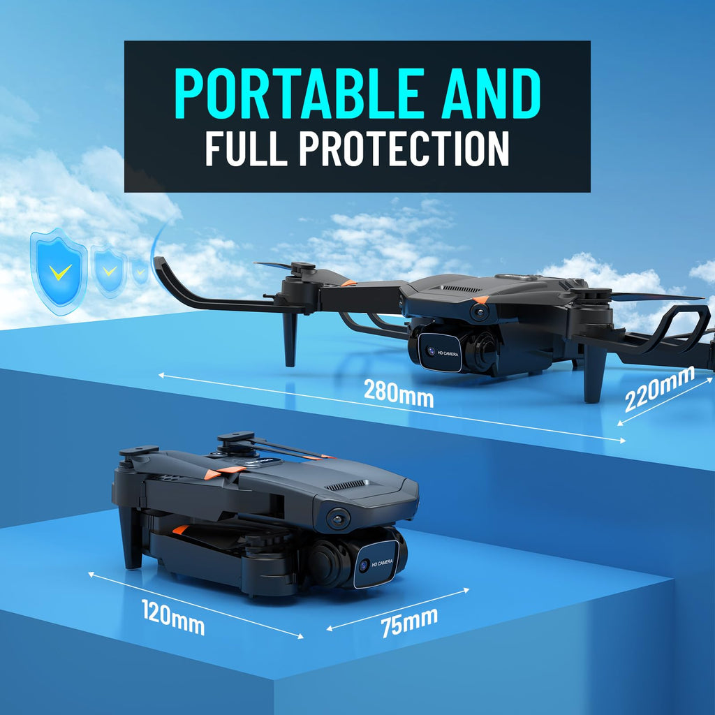 1080P HD Foldable Mini RC Drone with Camera, 2 Batteries U1720