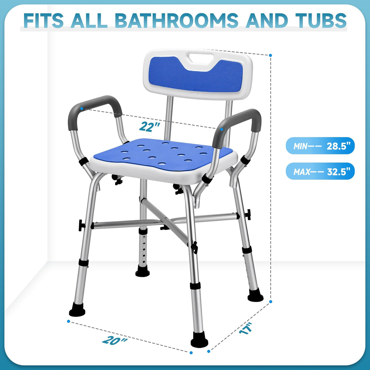 Adjustable Shower Chair with Arms and Back F44335