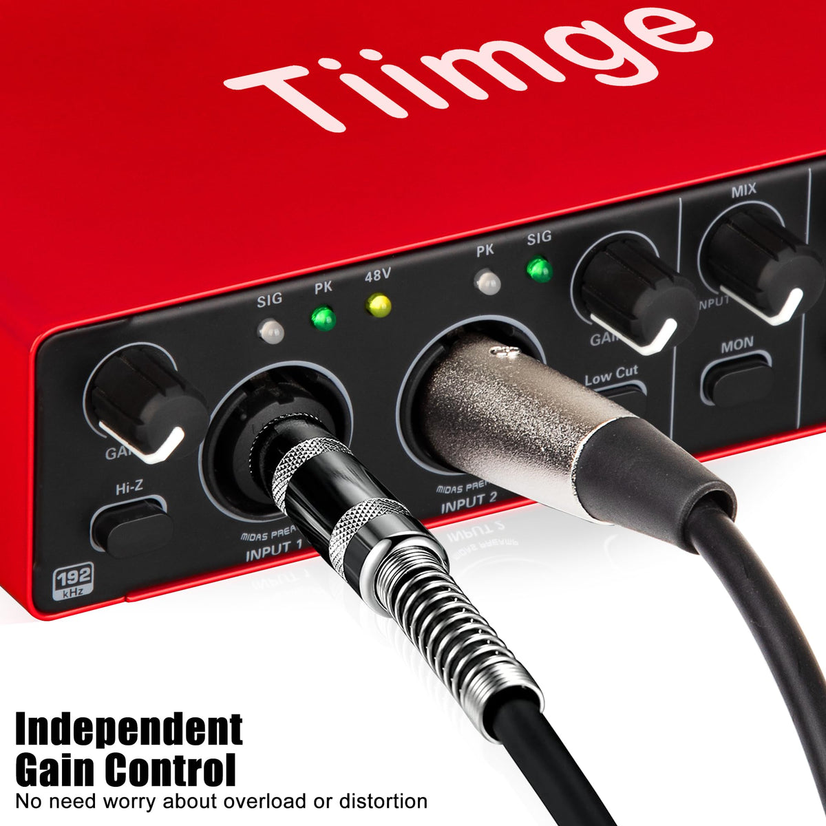 USB Audio Interface with 48V Phantom Power, 24Bit/192kHz, XLR/TRS Inputs T2480