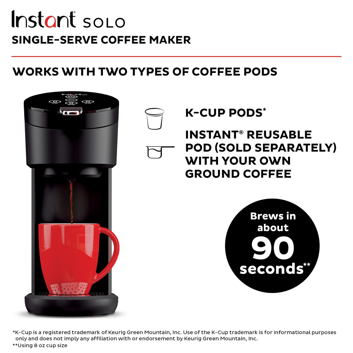 Single Serve K-Cup Pod Compatible Coffee Maker with 40oz Water Reservoir, Black E32682