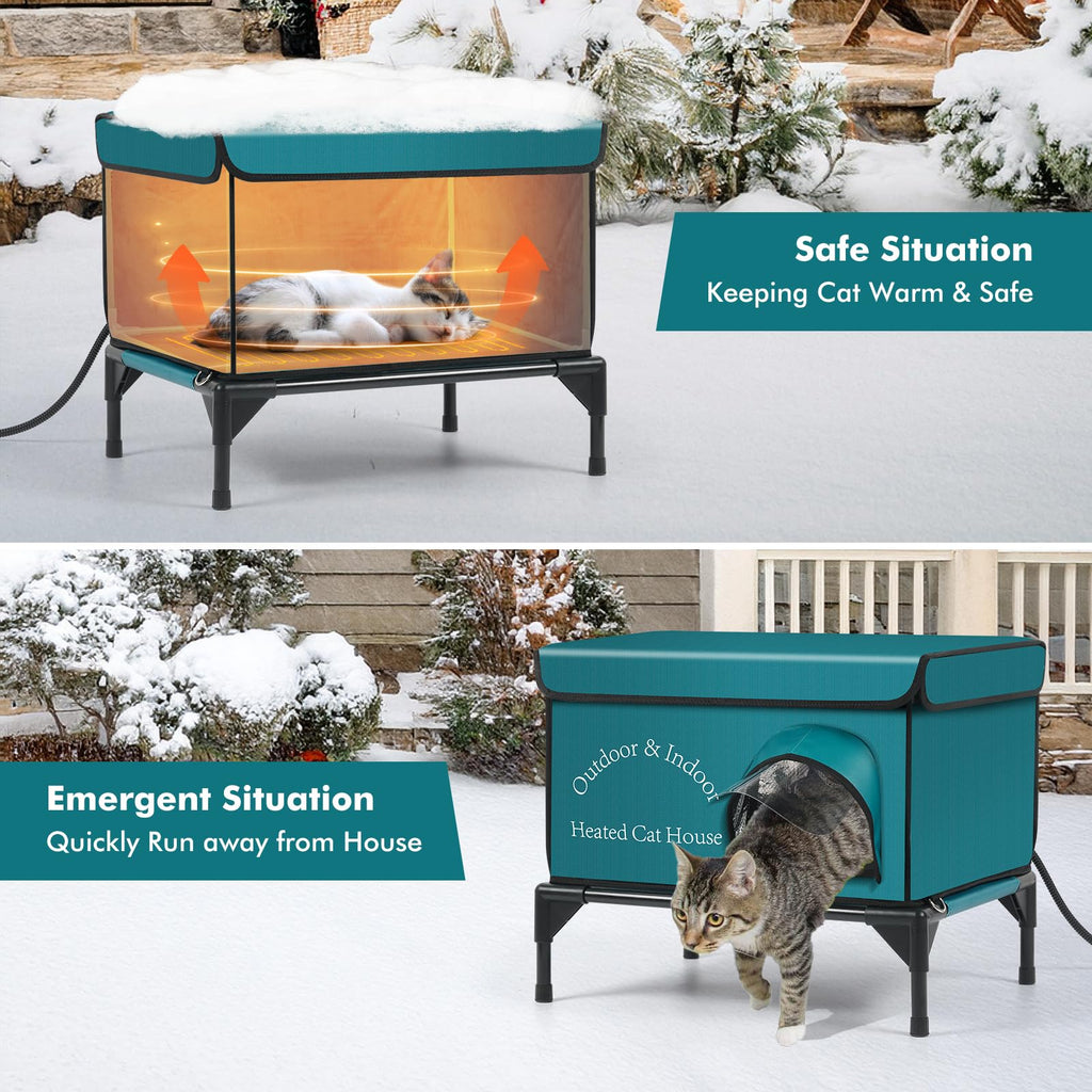 Insulated Heated Cat House with Heating Pad I710