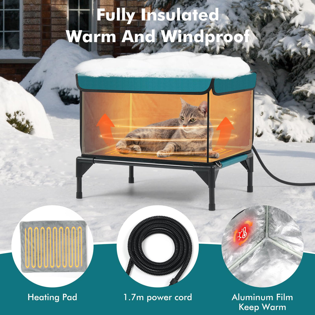 Insulated Heated Cat House with Heating Pad I710