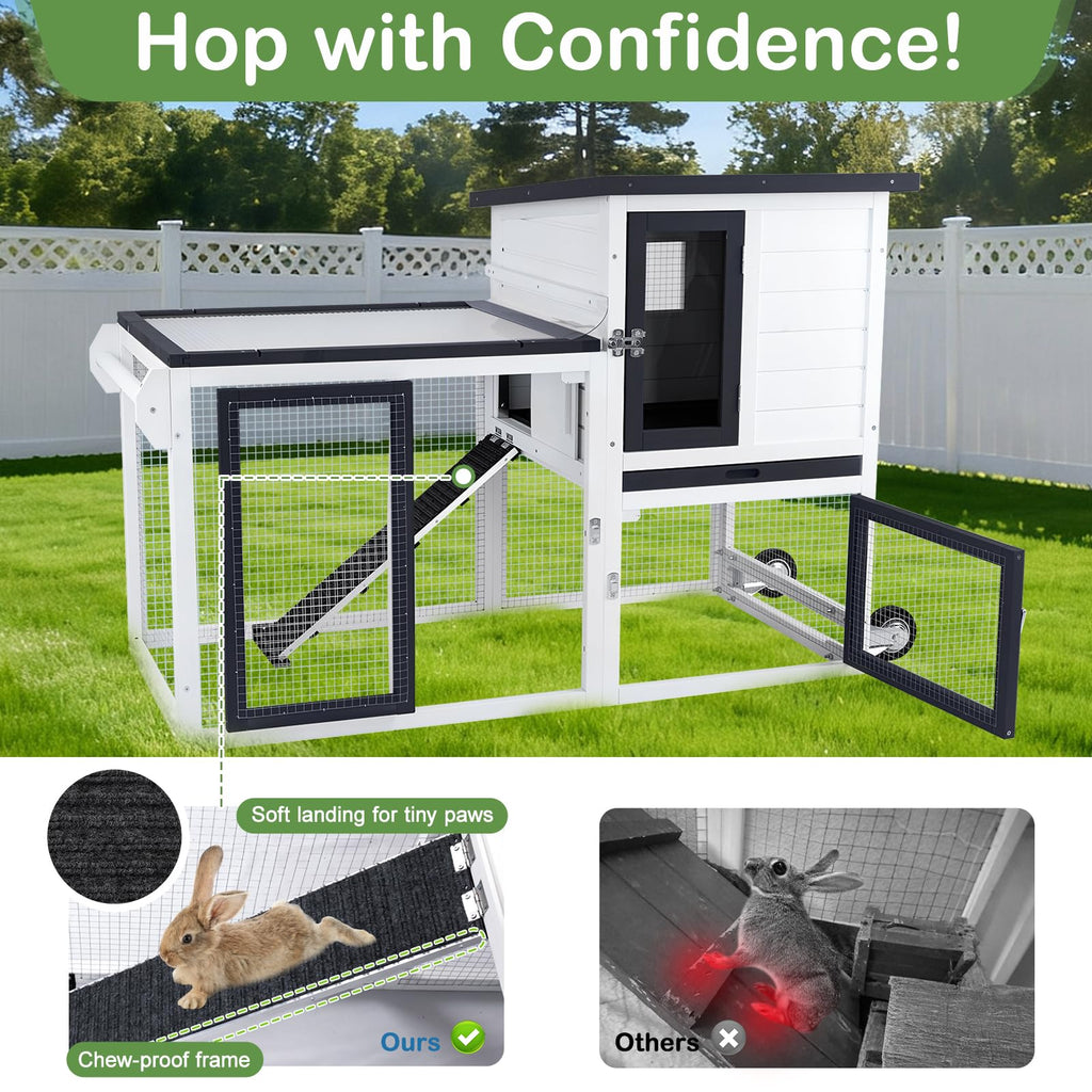 2-Story Rabbit Hutch with Pull-Out Tray & Wheels B267295