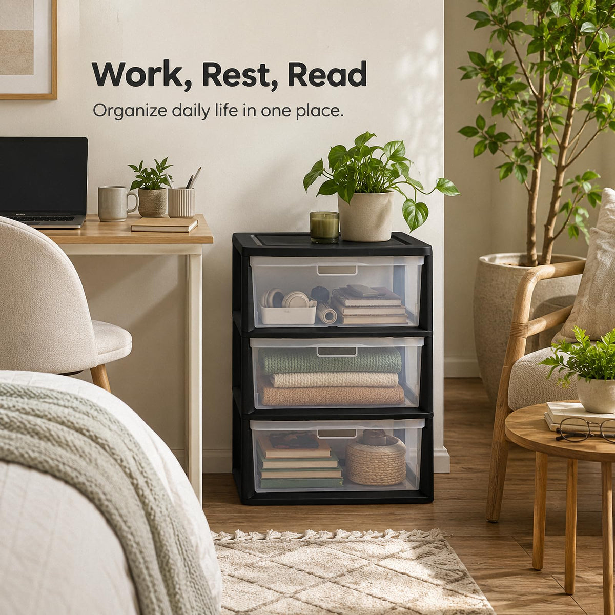 3 Drawer Plastic Storage Cart D9457