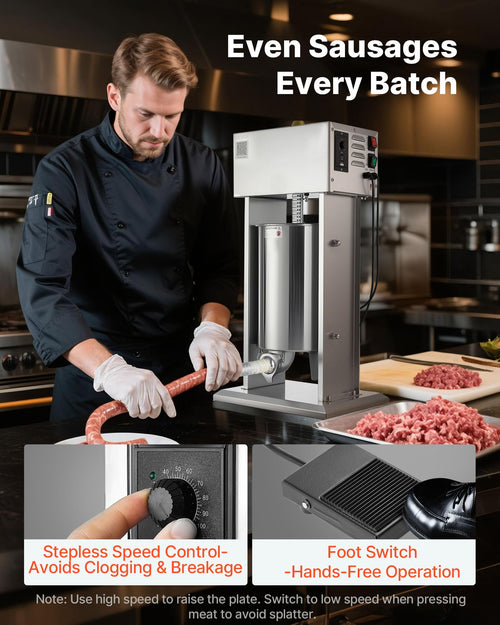 25 LBS Stainless Steel Electric Sausage Stuffer with 4 Stuffing Tubes V462972