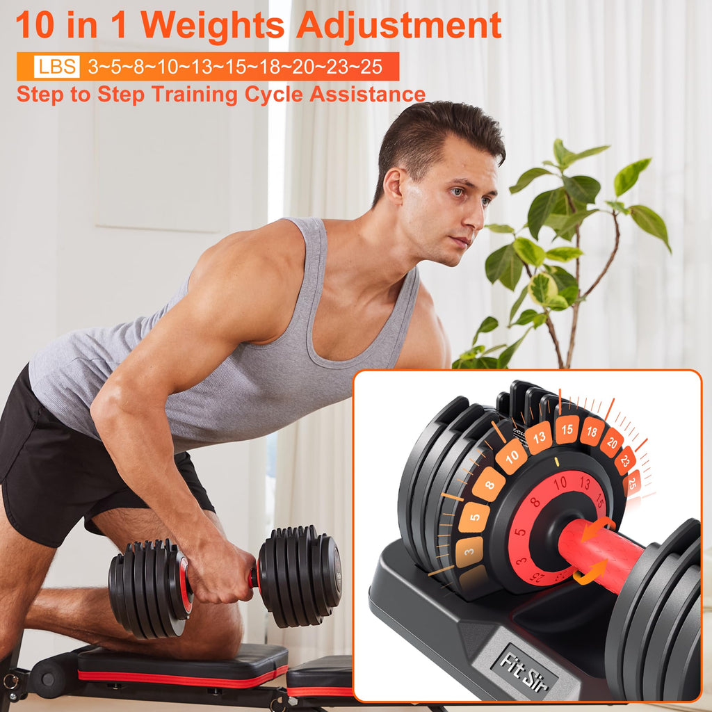 Adjustable Dumbbell Set 25LB/50LB/90LB with Storage Tray A917021