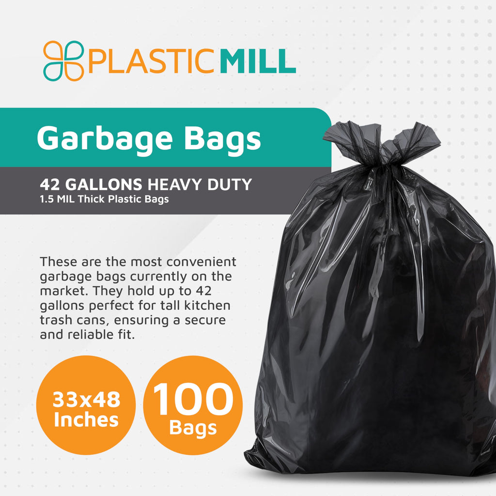 Black 42-Gallon 1.5 Mil Tall Trash Can Liners B954457