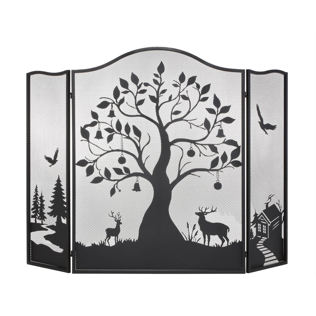50" x 36" 3-Panel Tree Pattern Fireplace Screen W2437