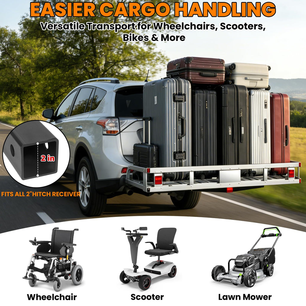 500LBS Aluminum Alloy Folding Hitch Cargo Carrier with Ramp Z639