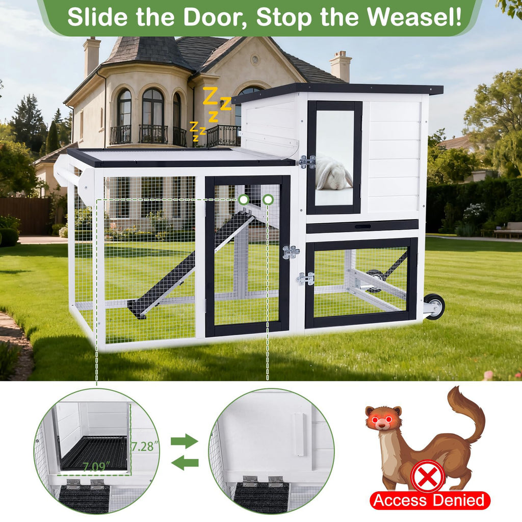 2-Story Rabbit Hutch with Pull-Out Tray & Wheels B267295